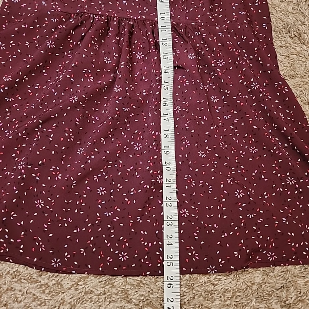 Maternity top short sleeve Burgendy print self tie back zip "Motherhood" Small - Picture 5 of 10